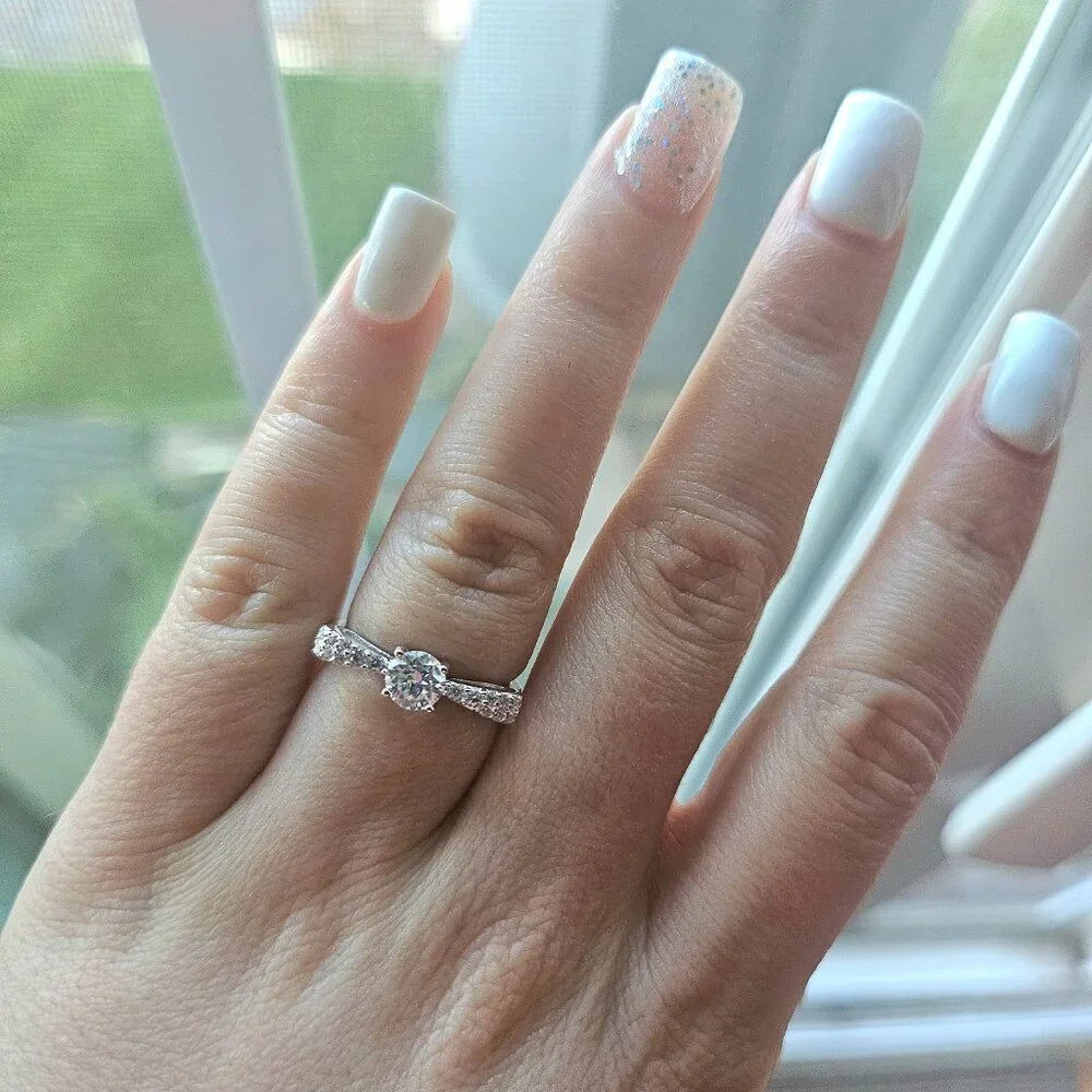 Moissanite Bow Ring – Sterling Silver 925 – Minimalist & Cute Gift